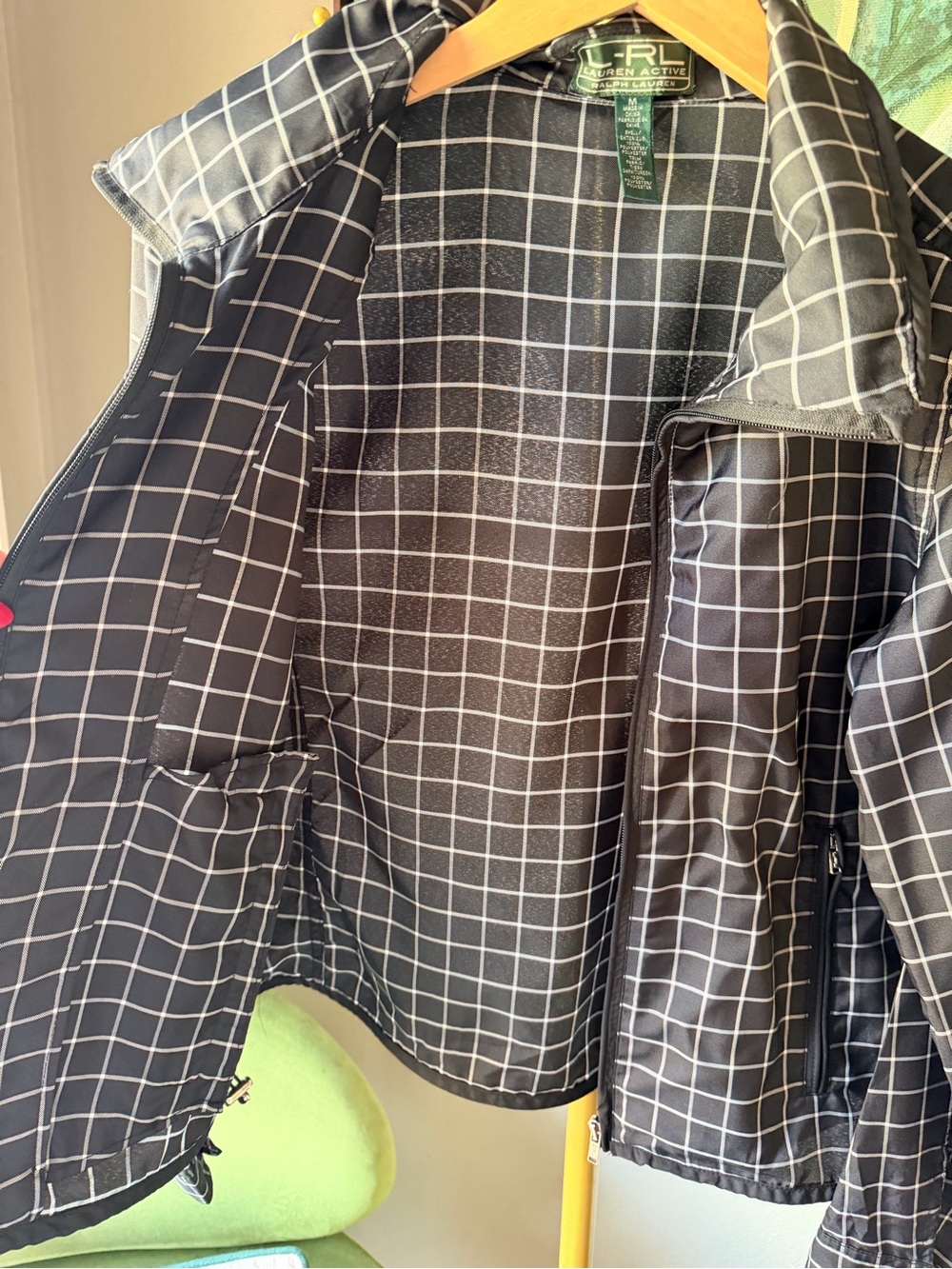 Ralph Lauren Black Windowpane Zip Jacket with White Grid - Picture 5 of 10